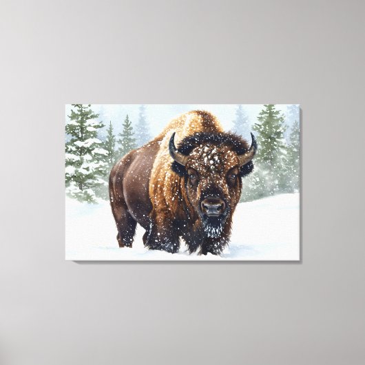 Echoes of Winter: het rijk van de bizons Canvas Afdruk (Voorkant)