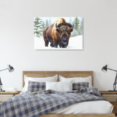 Echoes of Winter: het rijk van de bizons Canvas Afdruk (Insitu (Slaapkamer))