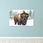Echoes of Winter: het rijk van de bizons Canvas Afdruk (Insitu (Houten vloer))