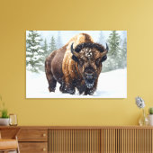 Echoes of Winter: het rijk van de bizons Canvas Afdruk (Insitu (Woonkamer))