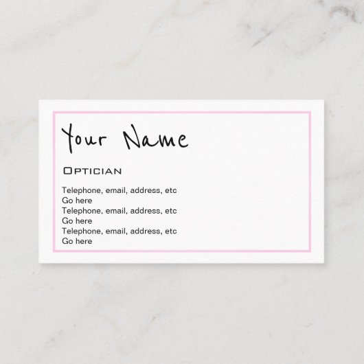 "Echoes" Opticiaanse Visitekaartjes (Achterkant)