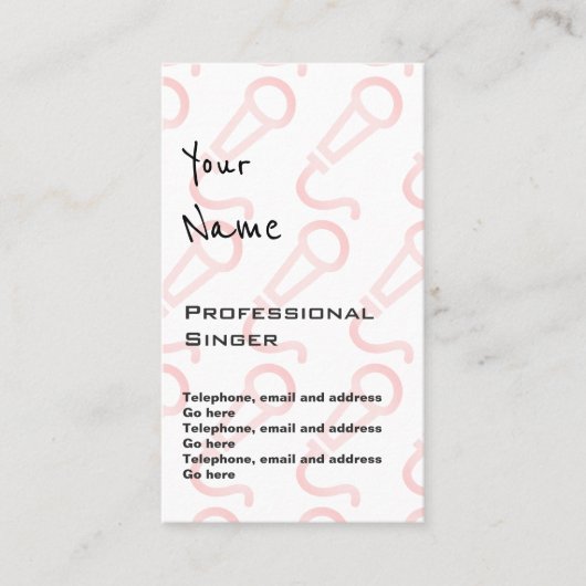 "Echoes" Professional Singer Price Cards Visitekaartje (Voorkant)