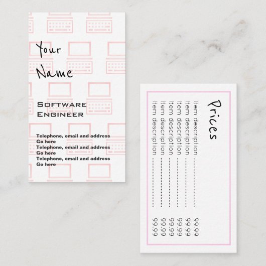 "Echoes"-softwareontwikkelaarskaarten Visitekaartje (Voorkant / Achterkant)