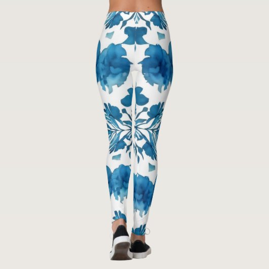 Echoes van de Groovy: Boho Waterverf Pattern Leggings (Achterkant)