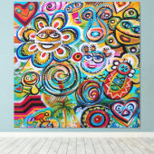 Echoes van Taino en Vejigantes - Kunst van Galina  Canvas Afdruk (Insitu (Houten vloer))