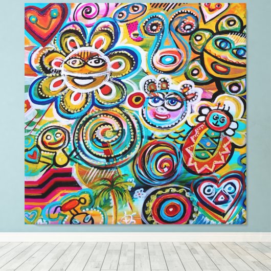 Echoes van Taino en Vejigantes - Kunst van Galina Canvas Afdruk (Insitu (Houten vloer))