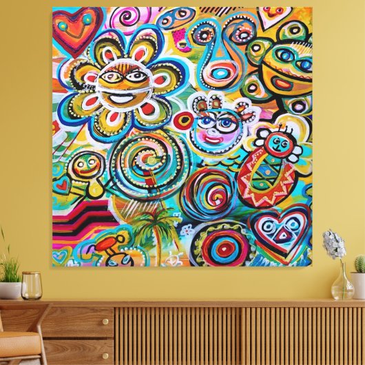 Echoes van Taino en Vejigantes - Kunst van Galina Canvas Afdruk (Insitu (Woonkamer))