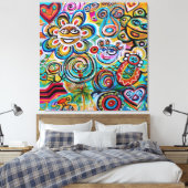 Echoes van Taino en Vejigantes - Kunst van Galina  Canvas Afdruk (Insitu (Slaapkamer))