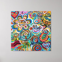 Echoes van Taino en Vejigantes - Kunst van Galina Canvas Afdruk