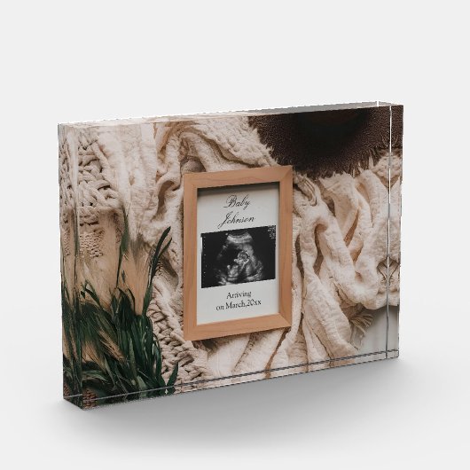 Echografie Boho rustieke zwangerschap aankondiging Fotoblokken (Links)