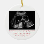 Echografie foto zwangerschap aankondiging keramisch ornament (Voorkant)
