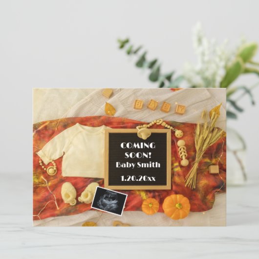 Echografie Pompoen Herfst Letter Board Zwangerscha Aankondiging (Staand voorkant)