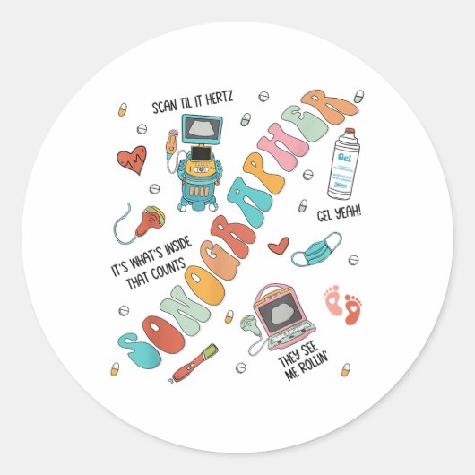 Echografie Technoloog Sonograaf School Nurse S Ronde Sticker (Voorkant)