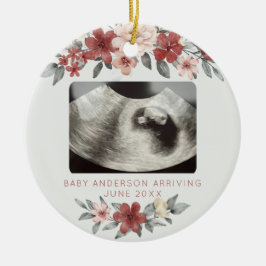 Echografie Zwangerschap Aankondiging Keepsake Flor Keramisch Ornament