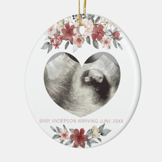 Echografie Zwangerschap Aankondiging Keepsake Hear Keramisch Ornament (Links)