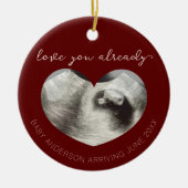 Echografie Zwangerschap Aankondiging Keepsake Hear Keramisch Ornament (Voorkant)