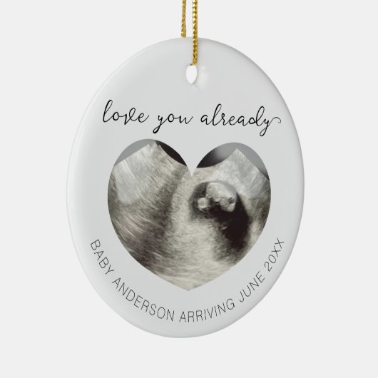 Echografie Zwangerschap Aankondiging Keepsake Hear Keramisch Ornament (Rechts)