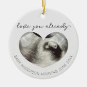 Echografie Zwangerschap Aankondiging Keepsake Hear Keramisch Ornament (Voorkant)