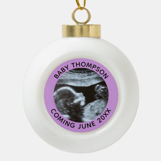 Echografie Zwangerschap Geslacht Reveal Sonogram Keramische Bal Ornament (Voorkant)