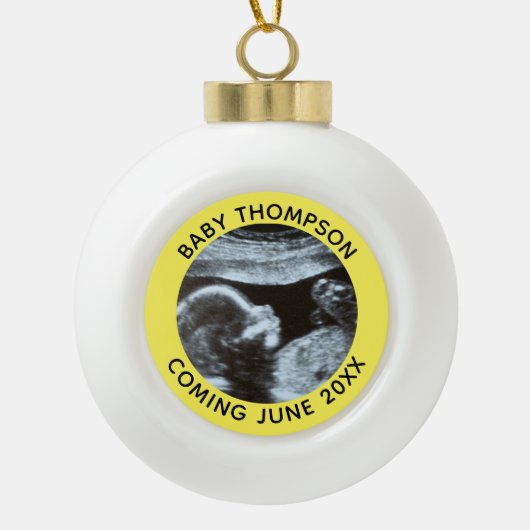 Echografie Zwangerschap Geslacht Reveal Sonogram Keramische Bal Ornament (Voorkant)