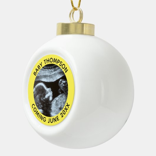 Echografie Zwangerschap Geslacht Reveal Sonogram Keramische Bal Ornament (Rechts)