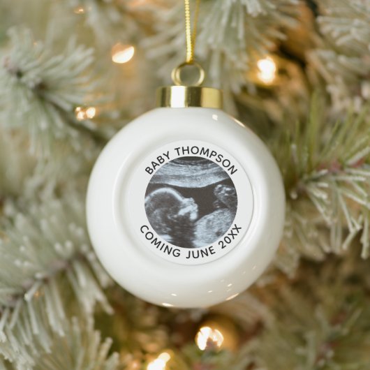 Echografie Zwangerschap Geslacht Reveal Sonogram Keramische Bal Ornament (Boom)