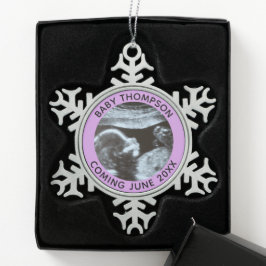 Echografie Zwangerschap Geslacht Reveal Sonogram Tin Sneeuwvlok Ornament