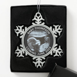 Echografie Zwangerschap Geslacht Reveal Sonogram Tin Sneeuwvlok Ornament