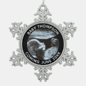 Echografie Zwangerschap Geslacht Reveal Sonogram Tin Sneeuwvlok Ornament (Voorkant)
