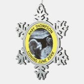 Echografie Zwangerschap Geslacht Reveal Sonogram Tin Sneeuwvlok Ornament (Rechts)