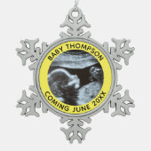 Echografie Zwangerschap Geslacht Reveal Sonogram Tin Sneeuwvlok Ornament (Voorkant)