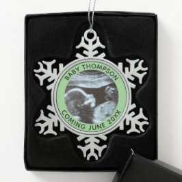 Echografie Zwangerschap Geslacht Reveal Sonogram Tin Sneeuwvlok Ornament