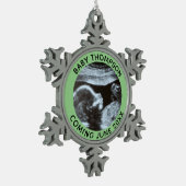 Echografie Zwangerschap Geslacht Reveal Sonogram Tin Sneeuwvlok Ornament (Links)