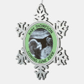 Echografie Zwangerschap Geslacht Reveal Sonogram Tin Sneeuwvlok Ornament (Rechts)