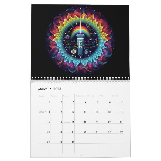 echografisch-kleurige ultrasone golven-fysica kalender (Mar 2026)