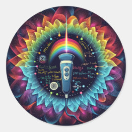 echografisch-kleurige ultrasone golven-fysica ronde sticker