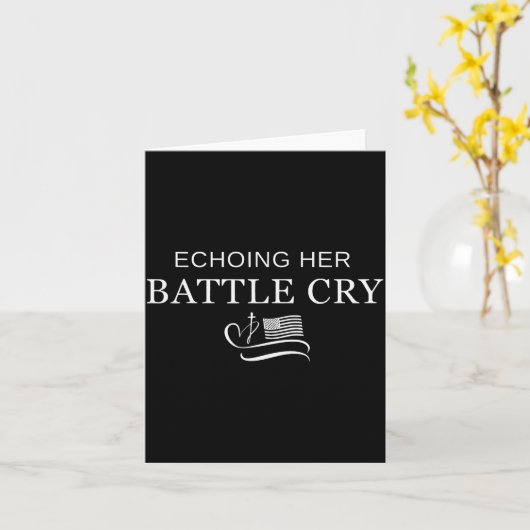 Echoing Her Battle Cry Usa Flag Christian Kaart (Gele Bloem)