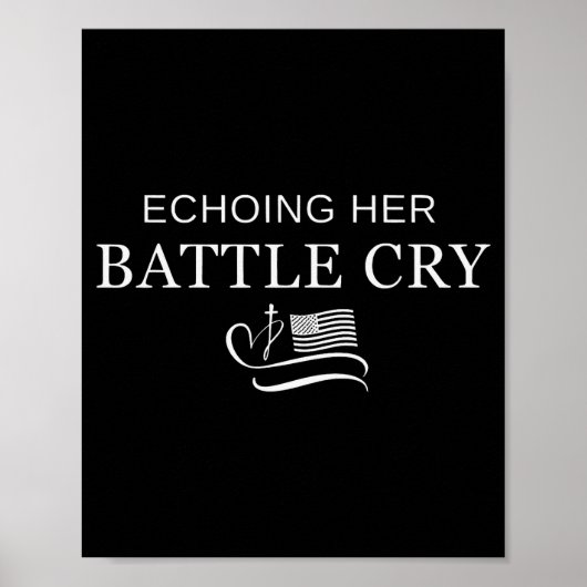 Echoing Her Battle Cry Usa Flag Christian Poster (Voorkant)