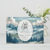 Echos door de nevelige dennen Huwelijk Save The Date (Staand voorkant)