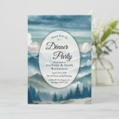 Echo's door de nevelige pijnbomen Thuindinerparty Kaart (Staand voorkant)