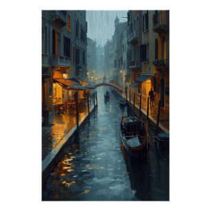 Echo's in Goud – De Geschilderde Regenacht van Ven Perfect Poster