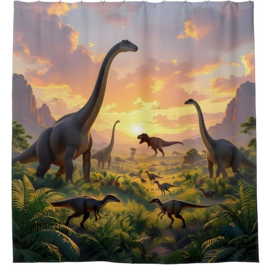 Echo's van de Oude Wereld – Prehistorische Fantasi Douchegordijn (Voorkant)