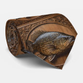 Echos van de rivier: Murray Cod houtprint,  Stropdas (Opgerold)