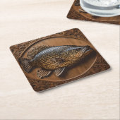 Echo's van de rivier: Murray Cod Wood Print, Kartonnen Onderzetters (Schuin)