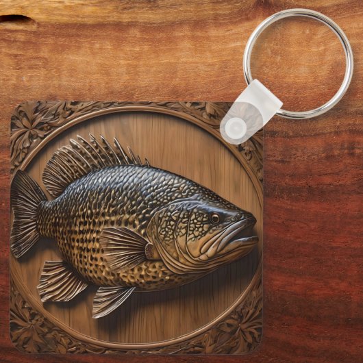 Echo's van de rivier: Murray Cod Wood Print, Sleutelhanger (Achterkant)