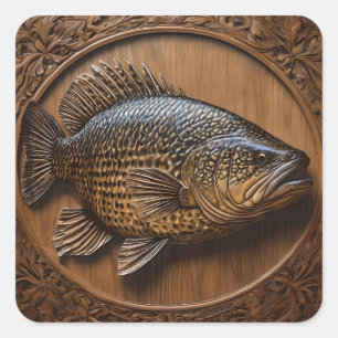 Echo's van de rivier: Murray Cod Wood Print, Vierkante Sticker