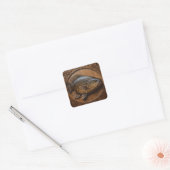 Echo's van de rivier: Murray Cod Wood Print, Vierkante Sticker (Envelop)