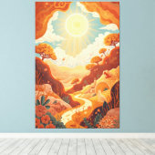 Echos van de Zon – Dromerig Gouden Landschap Canvas Afdruk (Insitu (Houten vloer))