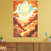Echos van de Zon – Dromerig Gouden Landschap Canvas Afdruk (Insitu (Woonkamer))