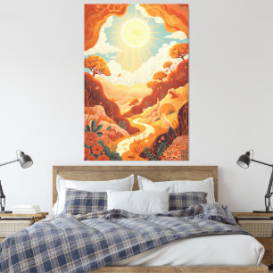 Echos van de Zon – Dromerig Gouden Landschap Canvas Afdruk
